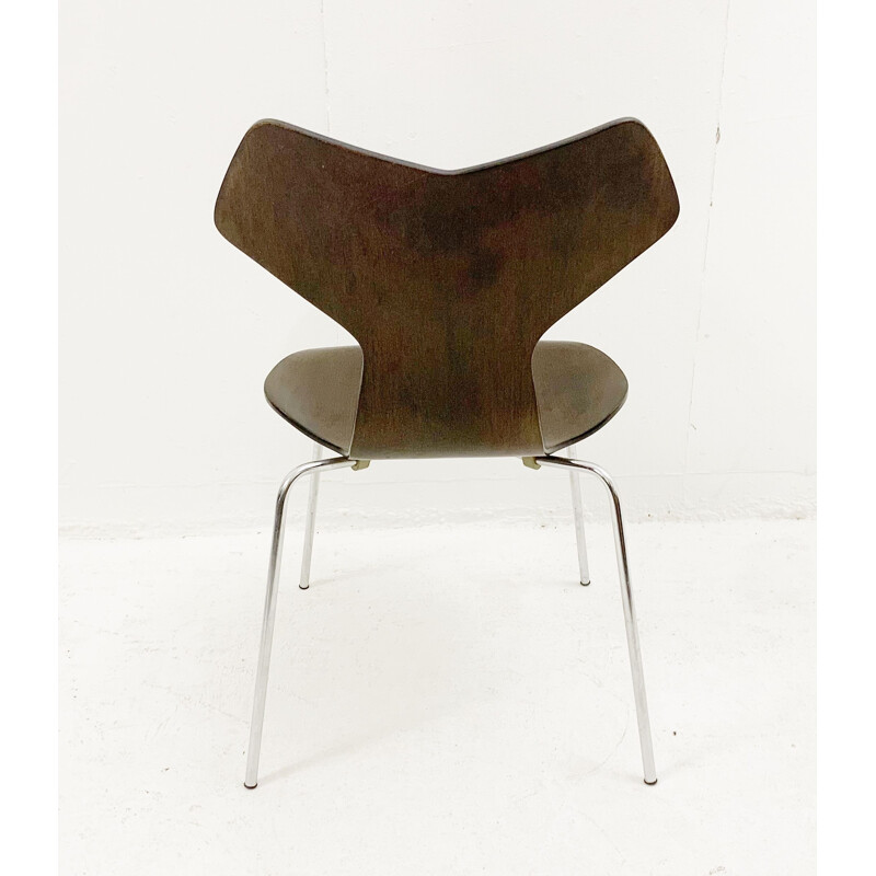 Conjunto de 6 cadeiras de madeira e metal vintage de Arne Jacobsen para Fritz Hansen, Dinamarca 1960