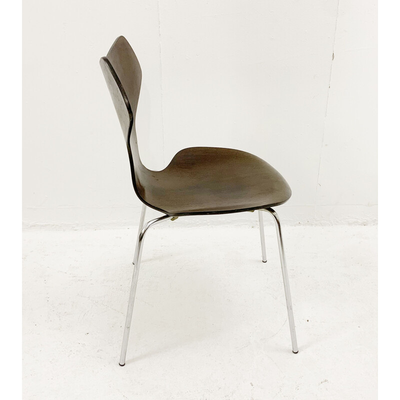 Satz von 6 Vintage-Stühlen aus Holz und Metall von Arne Jacobsen für Fritz Hansen, Dänemark 1960