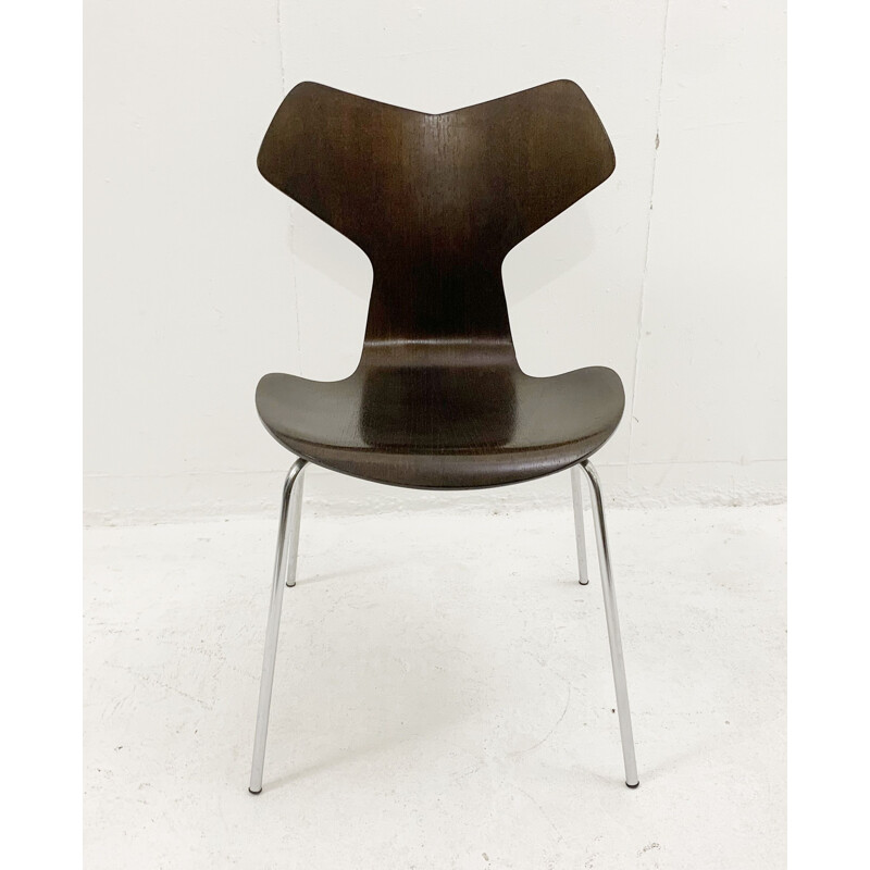Set di 6 sedie vintage in legno e metallo di Arne Jacobsen per Fritz Hansen, Danimarca 1960