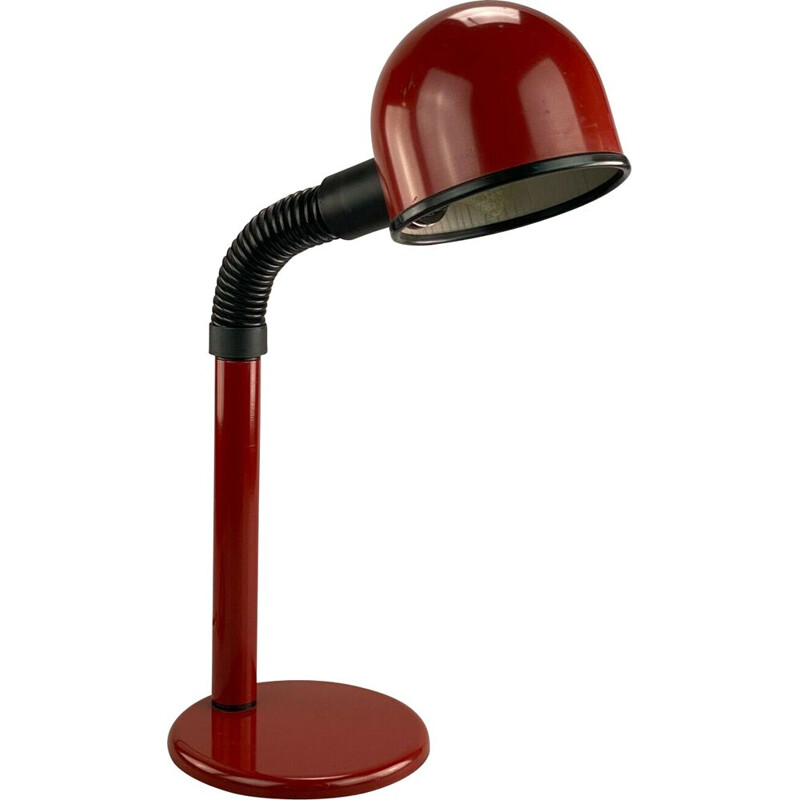 Bolvormige rode vintage tafellamp, 1960