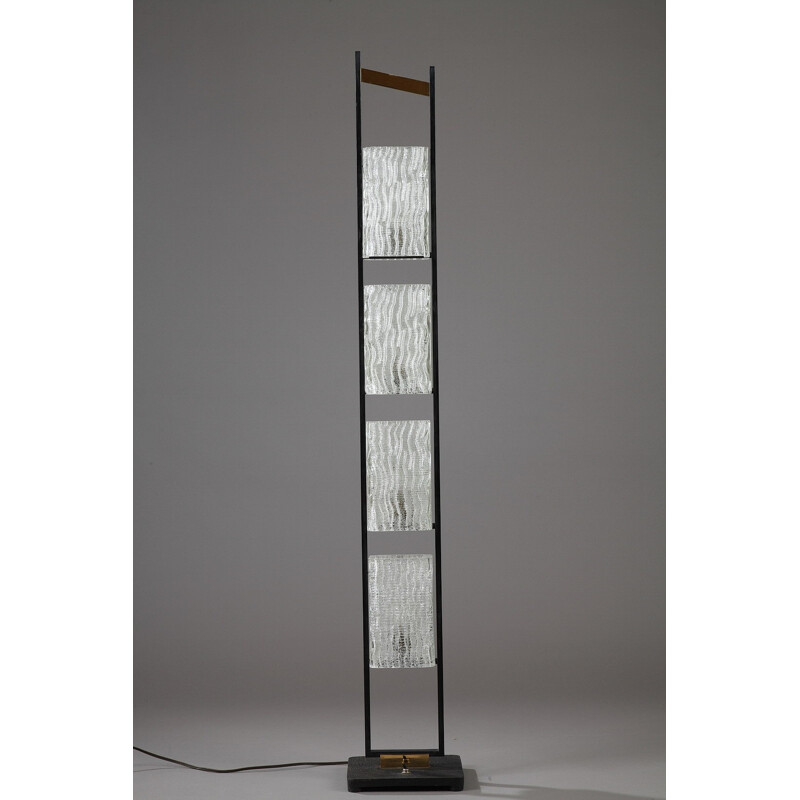 Arlus metal floor lamp with 4 glass lampshades - 1950s