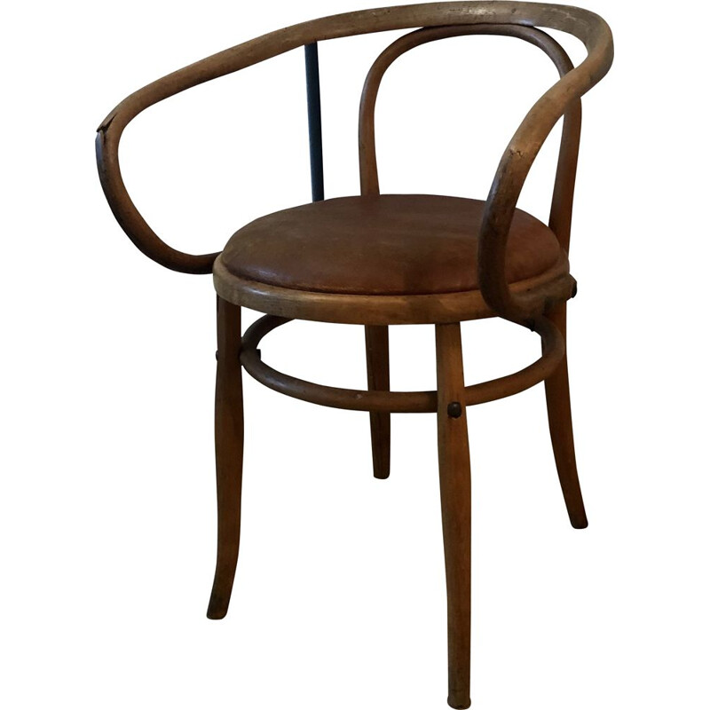 Vintage gebogen houten fauteuil