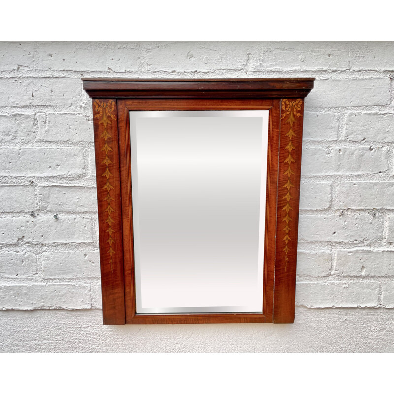 Vintage mirror with marquetry mahogany frame