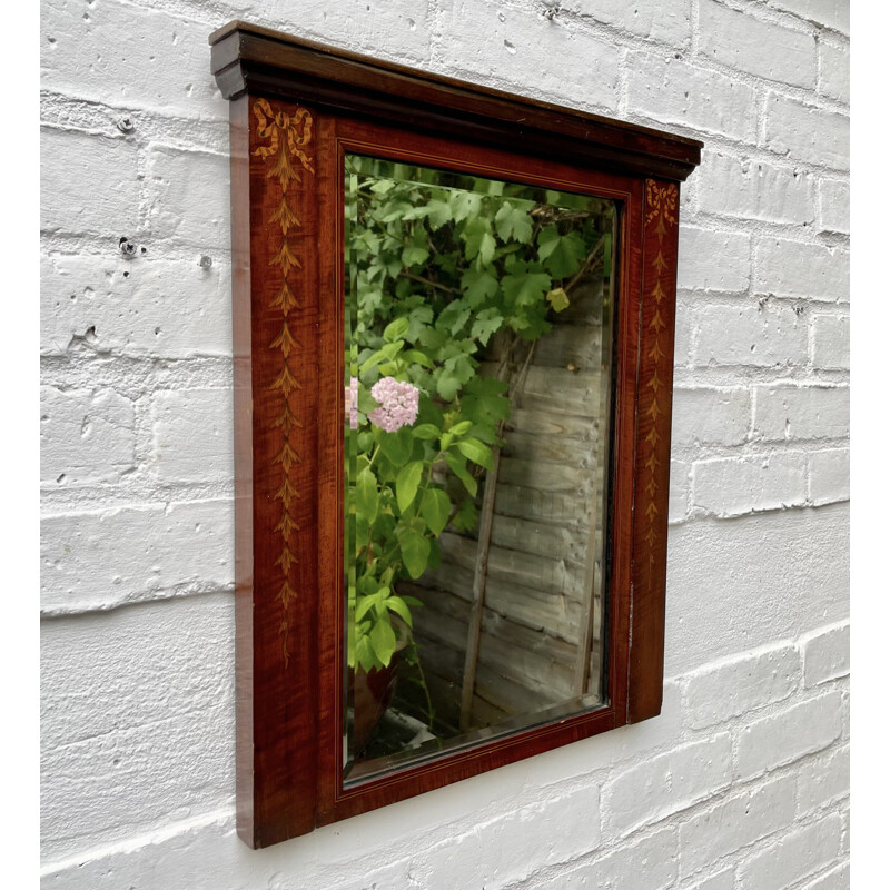 Vintage mirror with marquetry mahogany frame