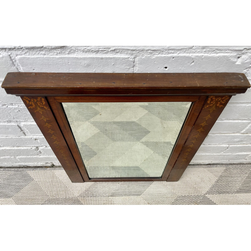 Vintage mirror with marquetry mahogany frame