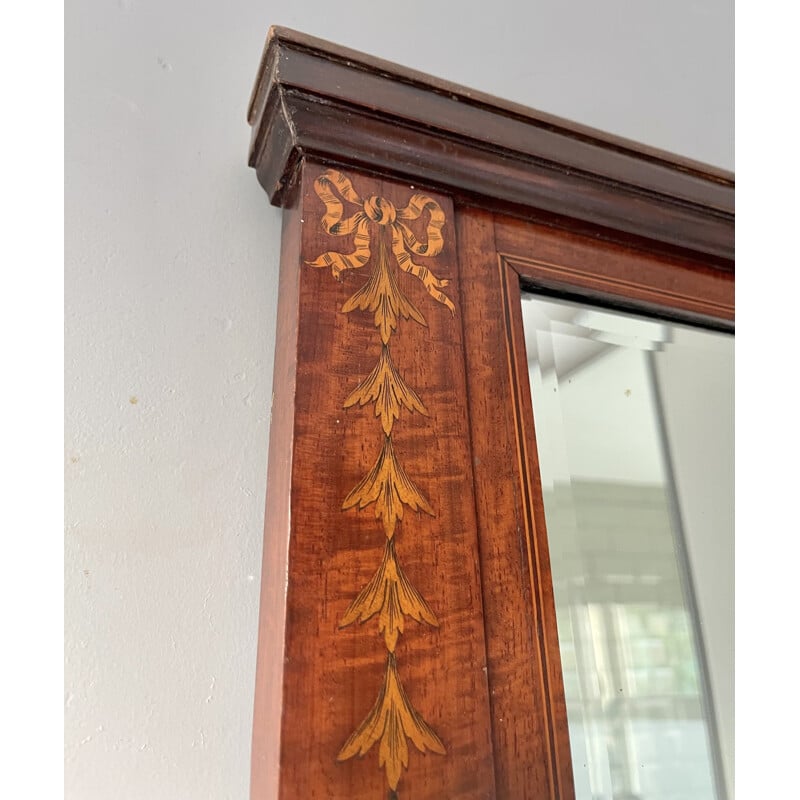 Vintage mirror with marquetry mahogany frame