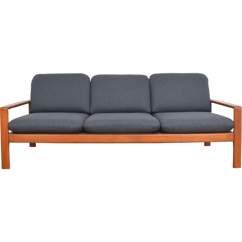 Mid-century Danish teak and fabric sofa, 1970s