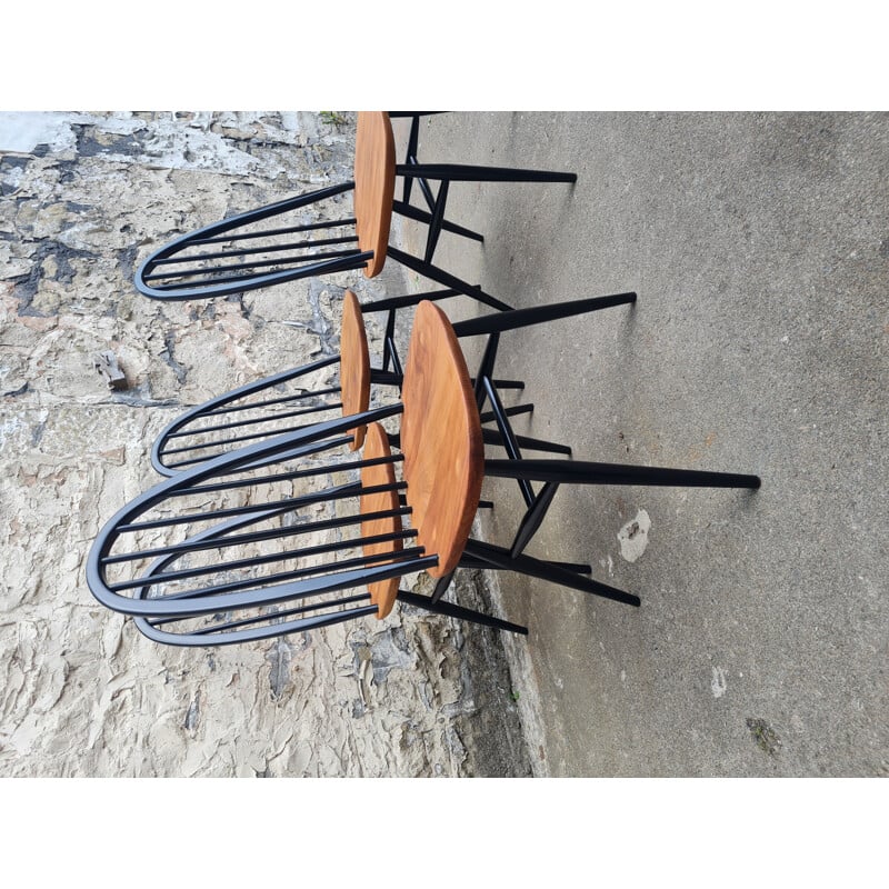 Ensemble de 4 chaises vintage Quaker Hoop 365 par Ercol Windsor