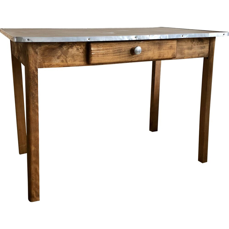 Table de ferme vintage en bois massif brut