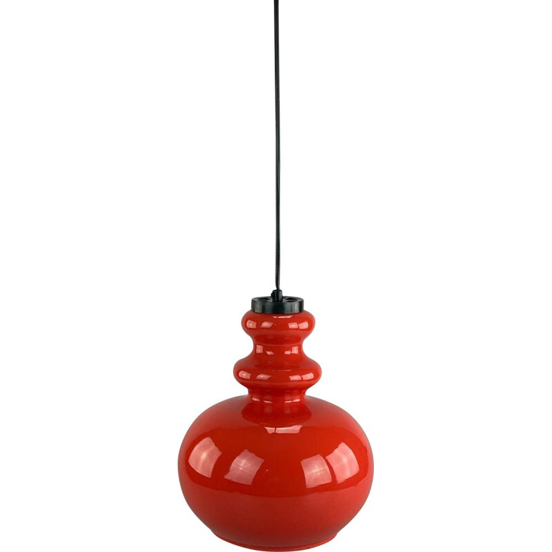 Vintage pendant lamp in glass by Veb, 1960-1970s