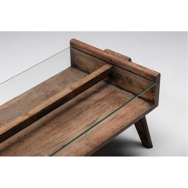 Table basse rectangulaire vintage Pj-Tb-05-A de Pierre Jeanneret pour Chandigarh, 1960