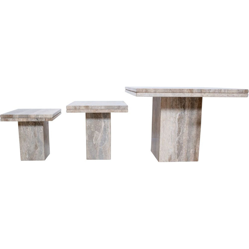 Vintage marble nesting tables, Italy 1980