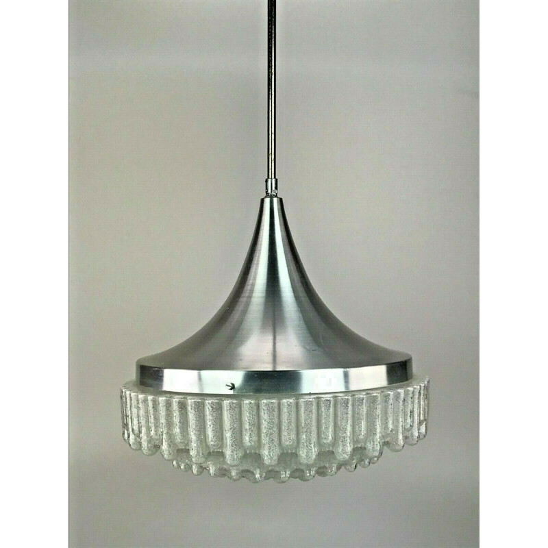 Vintage ball pendant lamp in chrome and glass, 1960-1970s