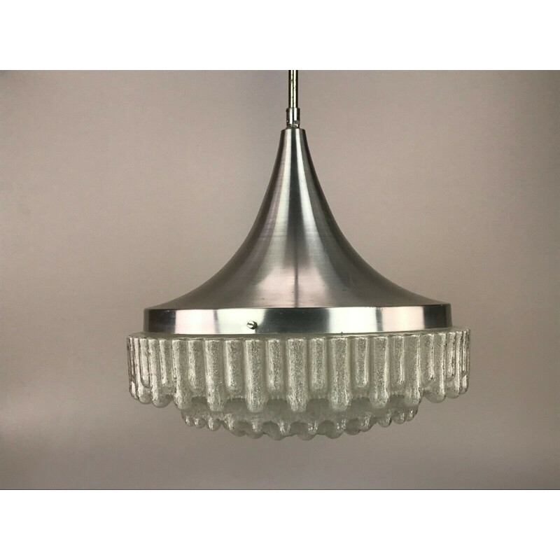 Vintage ball pendant lamp in chrome and glass, 1960-1970s