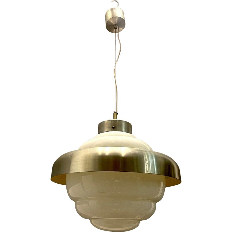Mid century opaline glass pendant lamp