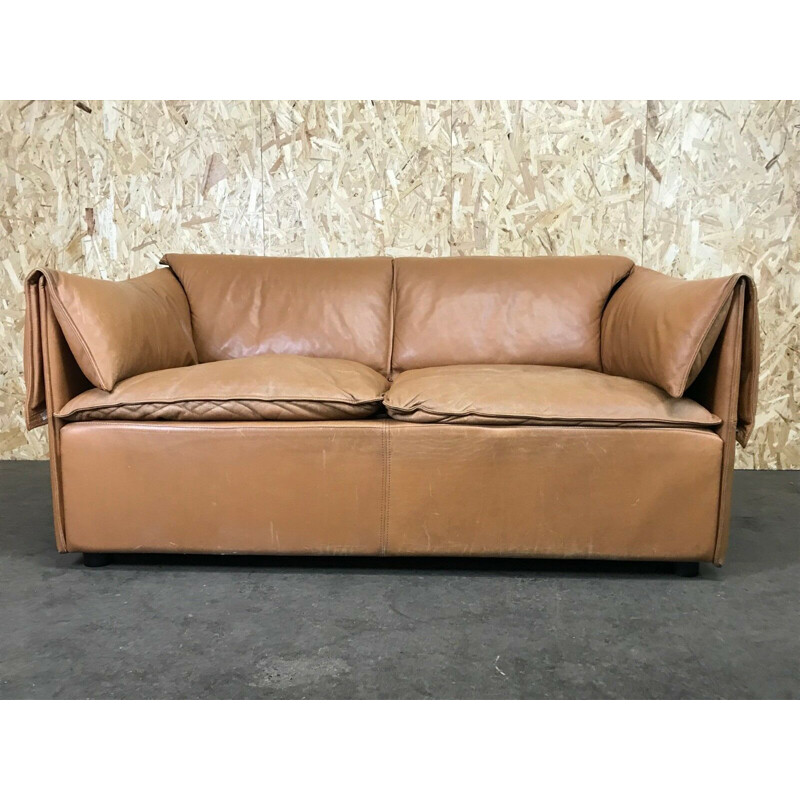 Vintage 2 seater leather sofa by Niels Bendtsen Lotus for N. Eilersen, 1970s