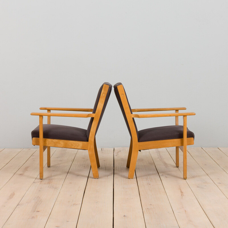 Paire de fauteuils vintage Ge 181 en chêne par Hans Wegner pour Getama, Danemark 1970