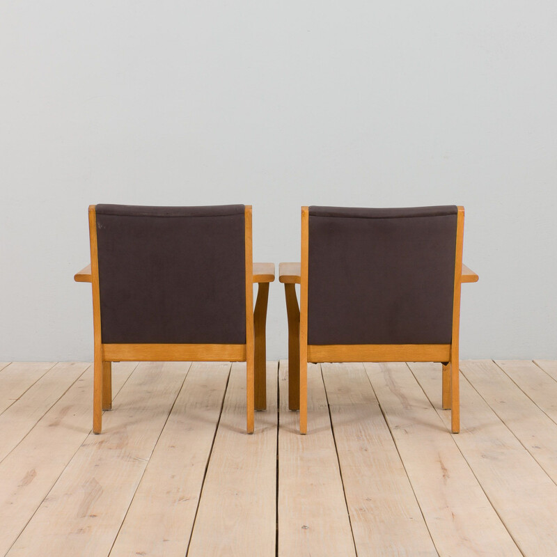 Pair of vintage oakwood Ge 181 armchairs by Hans Wegner for Getama, Denmark 1970s