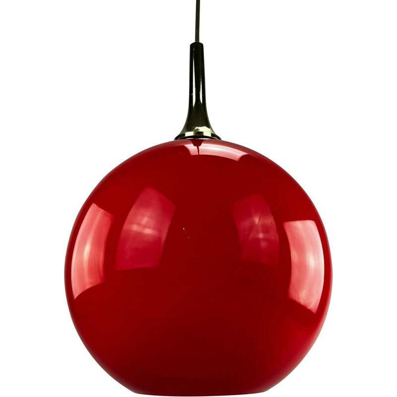 Vintage glass spherical pendant lamp by Hustadt