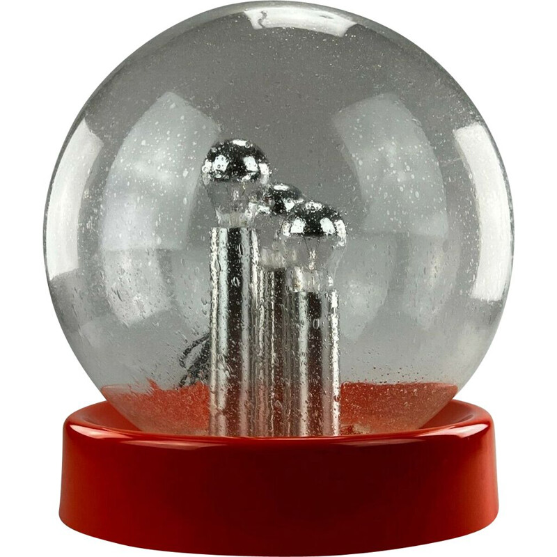 Candeeiro de vidro e esfera metálica Vintage, 1960