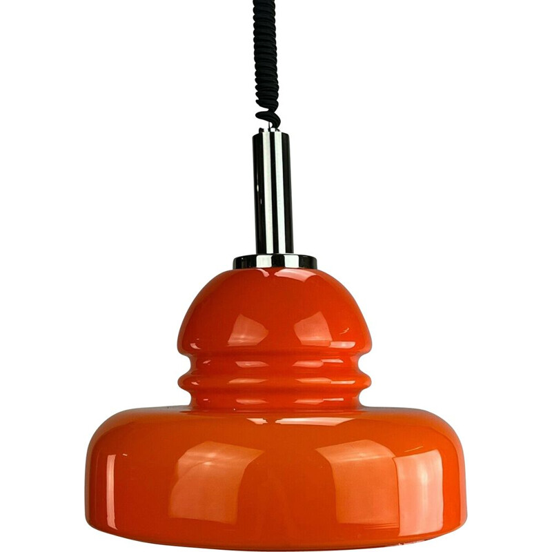 Lámpara de suspensión vintage de cromo y cristal, 1960-1970