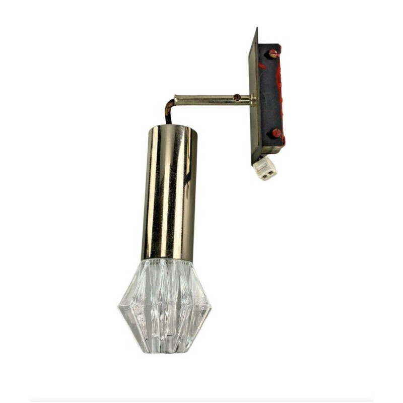 Vintage wandlamp van chroom en glas, 1960-1970
