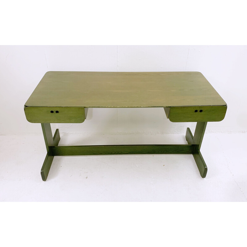 Mesa de madeira verde Vintage com cadeira por Derk Jan de Vries, Holanda 1960