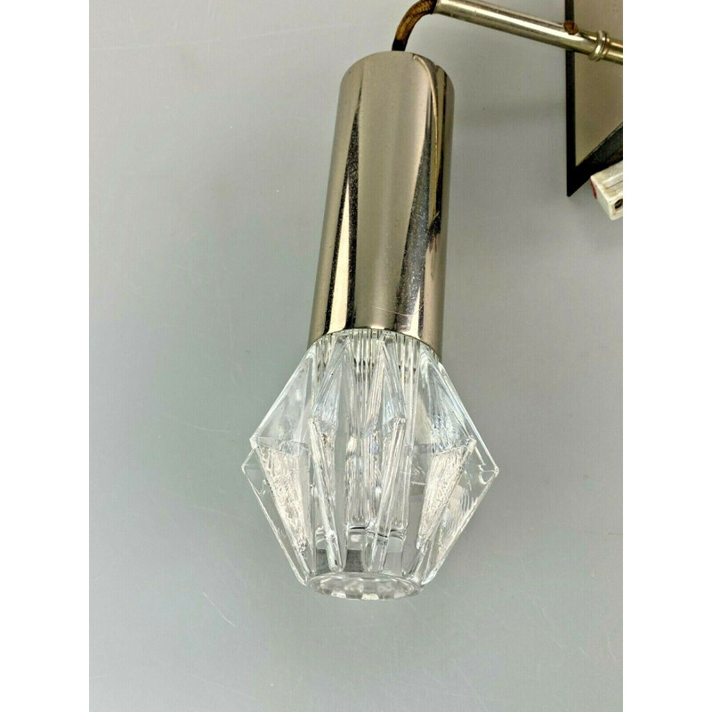 Vintage wall lamp in chrome and glass, 1960-1970s