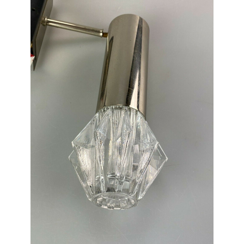 Vintage wall lamp in chrome and glass, 1960-1970s
