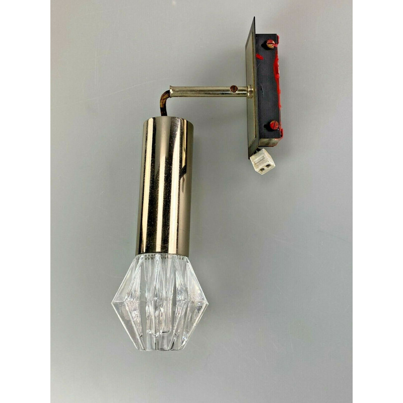 Vintage wall lamp in chrome and glass, 1960-1970s