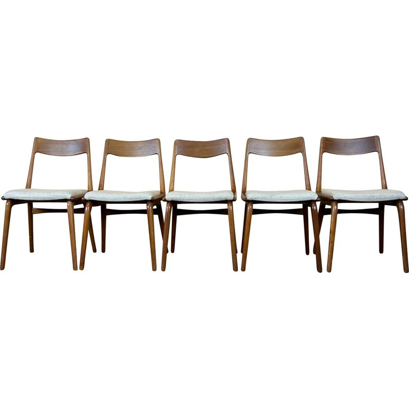 Conjunto de 5 cadeiras bumerangues de teca vintage de Alfred Christensen para Slagelse Møbelværk, 1960-1970