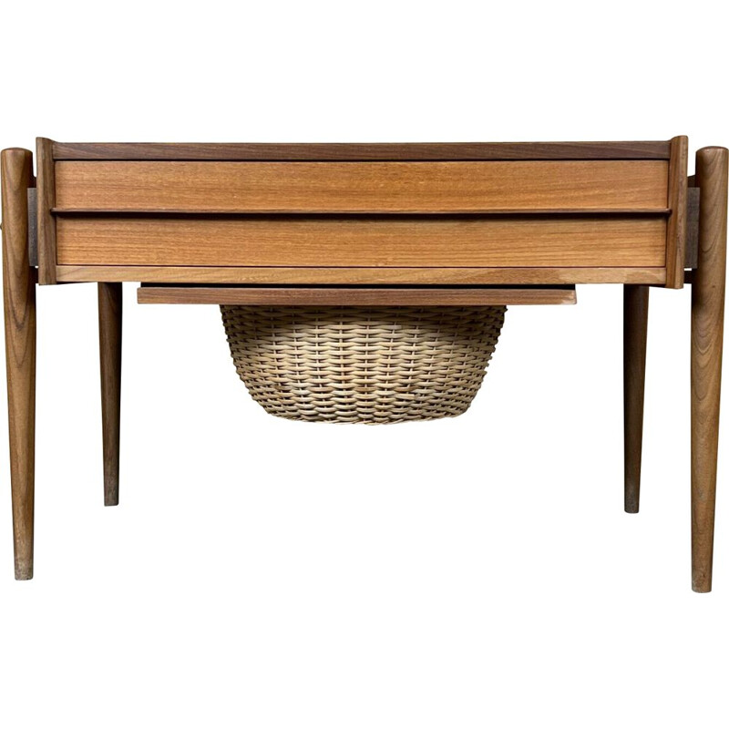 Scatola da cucito in teak vintage, 1960