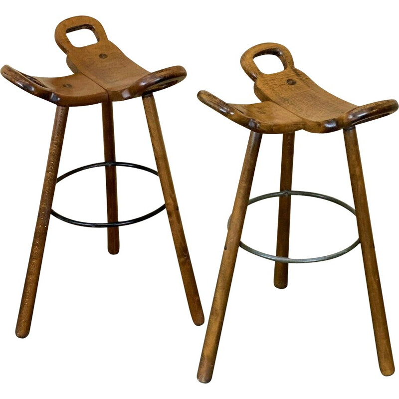 Pair of vintage bar stools by Carl Malmsten, Sweden 1950s-1960s