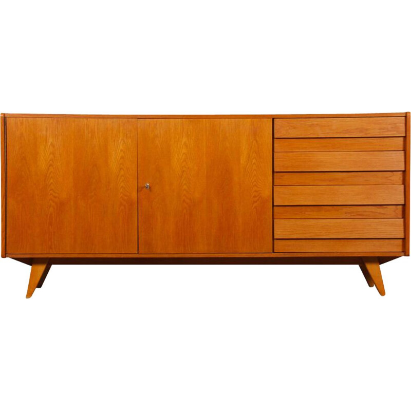 Vintage oakwood sideboard model U-460 by Jiroutek for Interier Praha, 1960