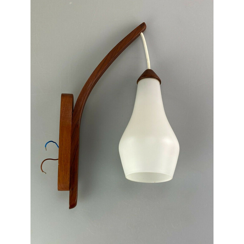 Vintage teakhouten lamp van Uno en Östen Kristiansson voor Luxe, 1960.