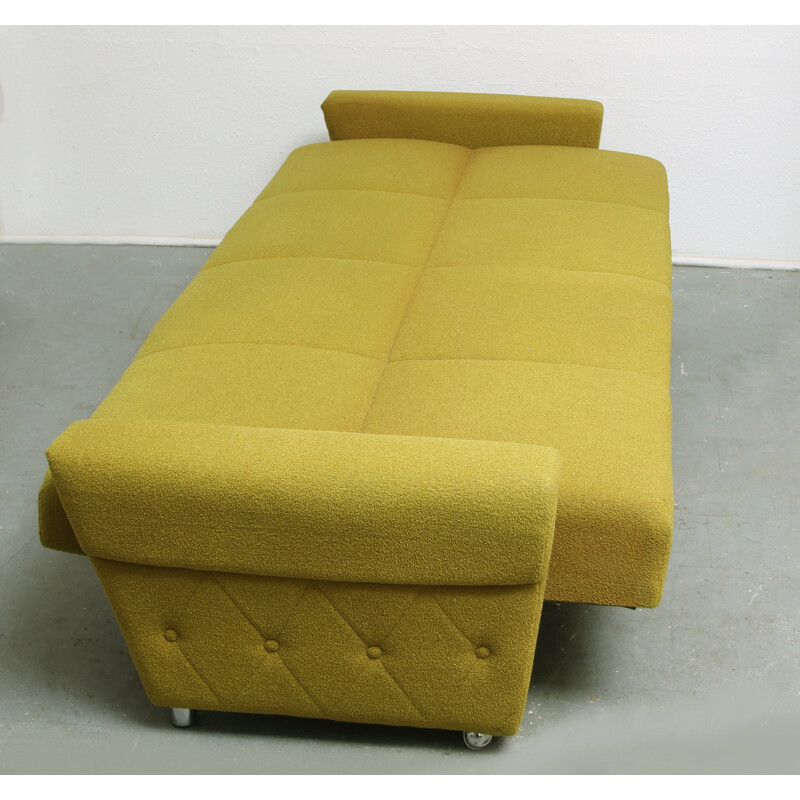Convertible sofa in lime green fabric - 1960s