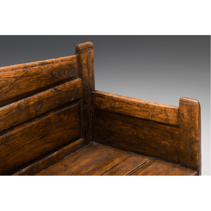 Vintage-Dreisitzerbank aus Holz von Wabi-Sabi