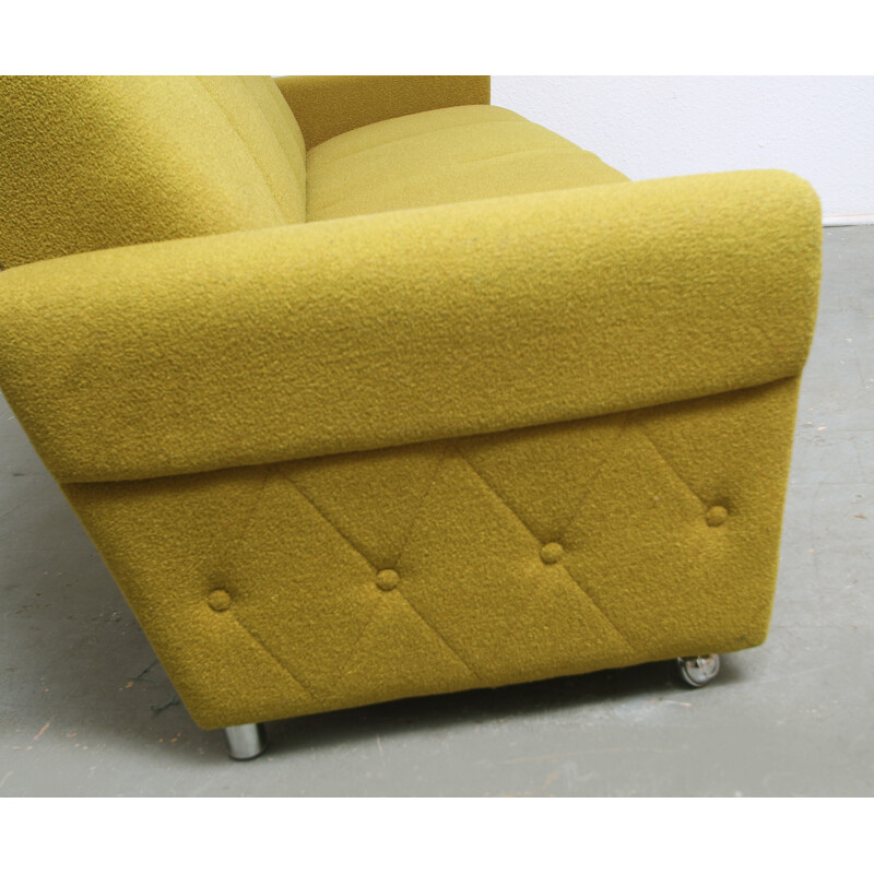 Convertible sofa in lime green fabric - 1960s
