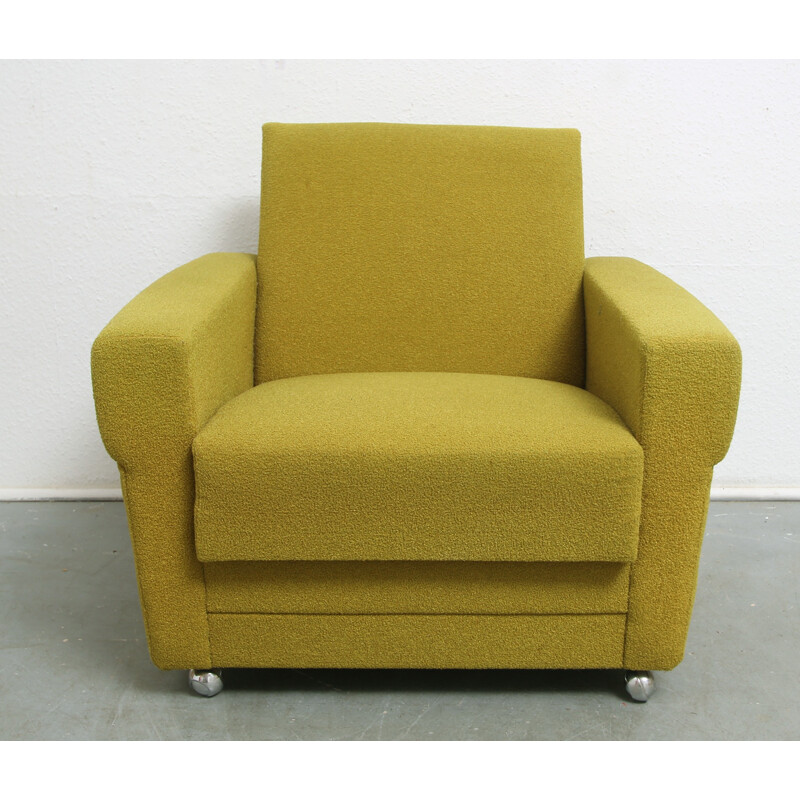 Mid-century armchair in green fabric - 1960s