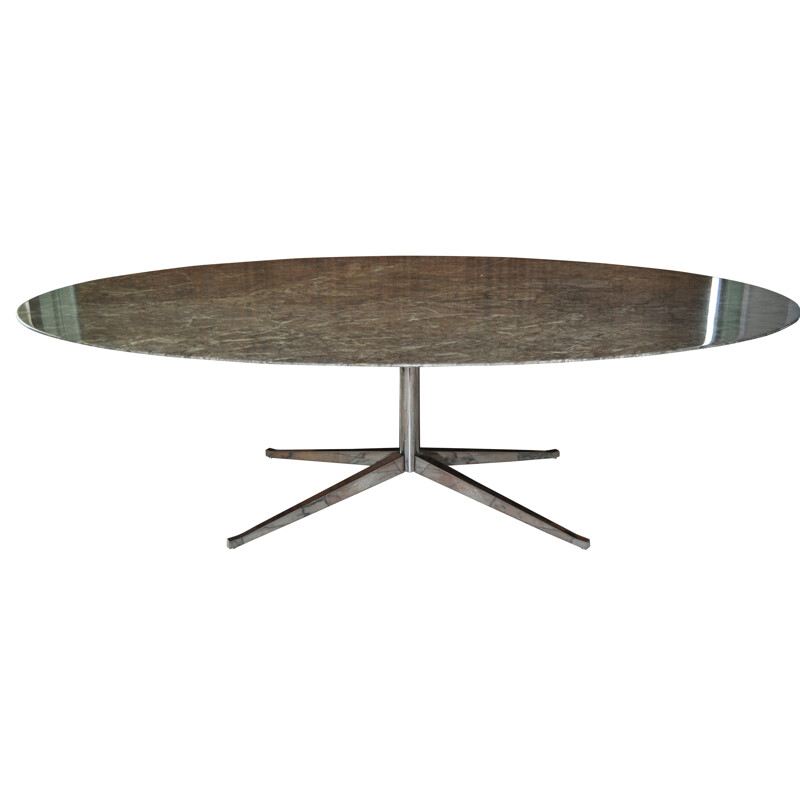 Mid century modern dining table in grey marble, Florence KNOLL - 1970s