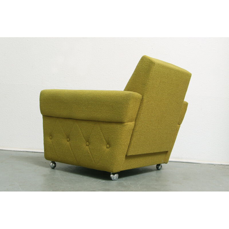 Fauteuil vintage en tissu vert - 1960