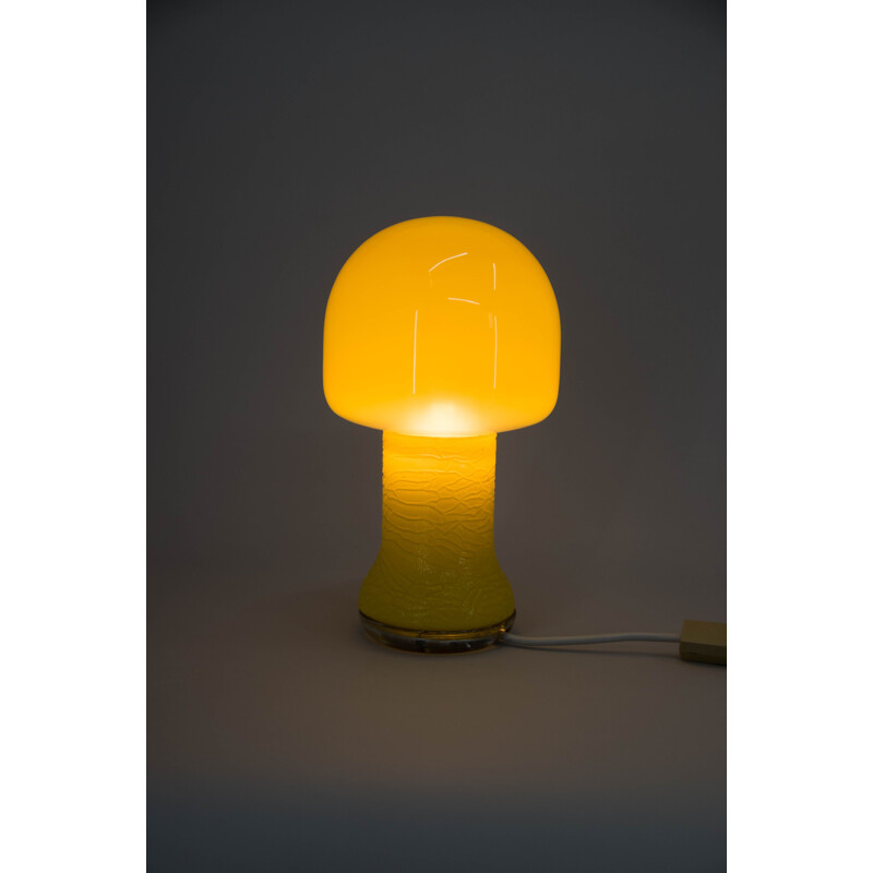 Mid-century yellow glass table lamp, Germany 1970s