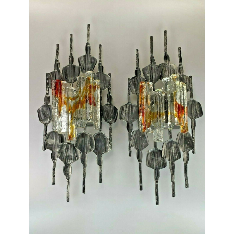 Pair of vintage brutalist wall lamps by Tom Ahlström & Hans Ehrlich, 1960s