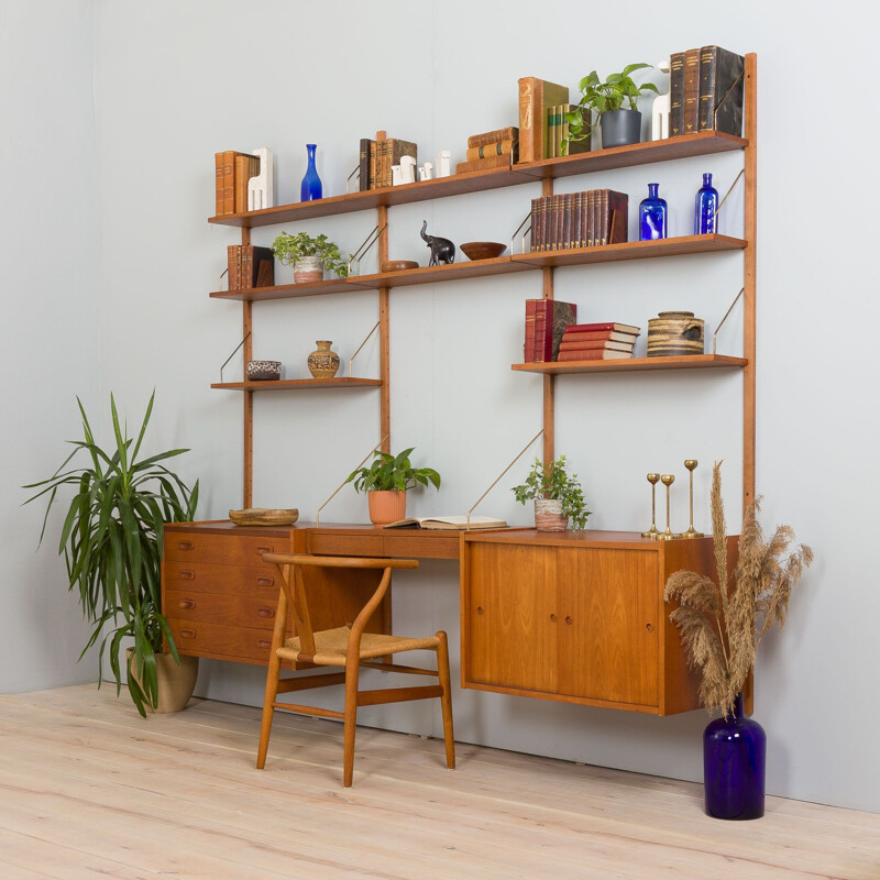 Danish mid century teak wall unit by Preben Sorensen, 1960s