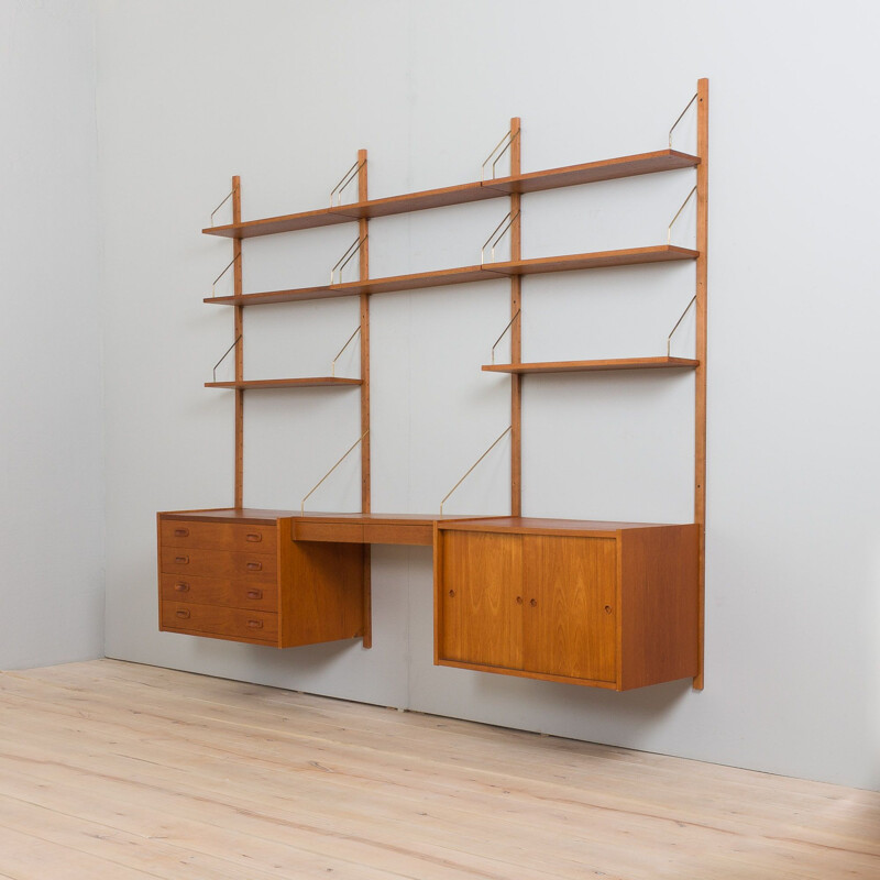 Danish mid century teak wall unit by Preben Sorensen, 1960s