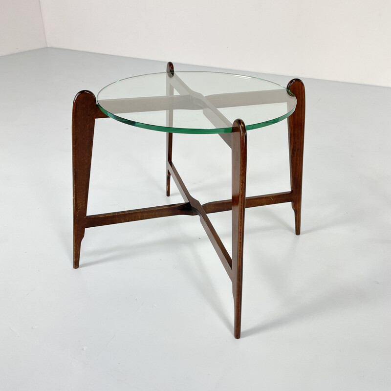 Pair of vintage wood and glass side tables, Italy 1960