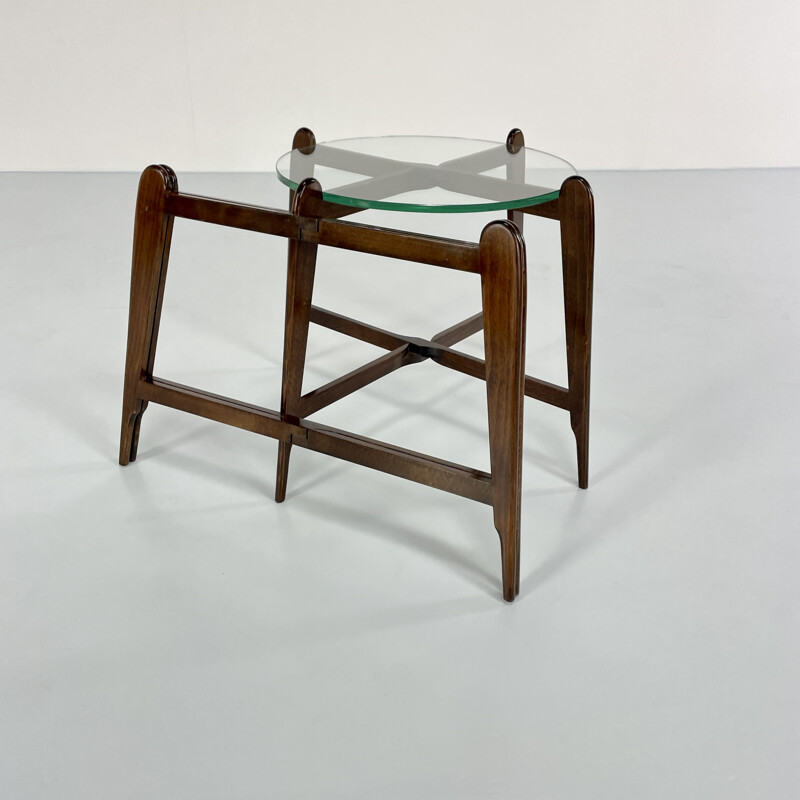 Pair of vintage wood and glass side tables, Italy 1960