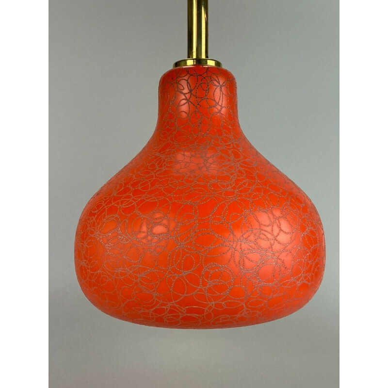 Vintage pendant lamp in brass and glass, 1960-1970s