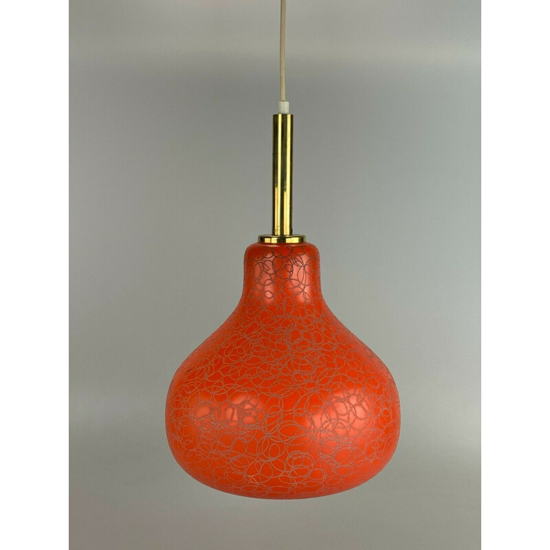 Vintage pendant lamp in brass and glass, 1960-1970s