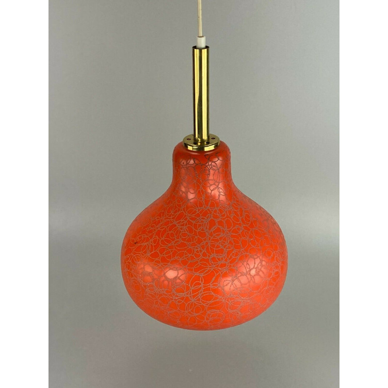 Vintage pendant lamp in brass and glass, 1960-1970s